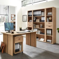 Wohnen Home Office Möbel|Büro Komplett*Teilmassive Büroeinrichtung als Set - Emly (fünfteilig)