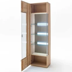 Wohnen Teilmassive Standvitrine in Eiche Bianco Pontros optional mit LED