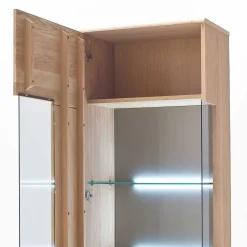 Wohnen Teilmassive Standvitrine in Eiche Bianco Pontros optional mit LED