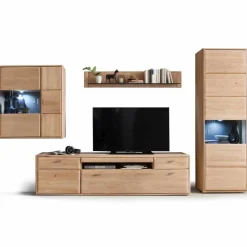 Wohnen Teilmassive TV Anbauwand in Eiche - Vernella (vierteilig)