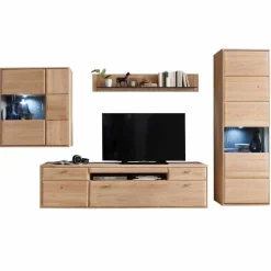 Wohnen Teilmassive TV Anbauwand in Eiche - Vernella (vierteilig)