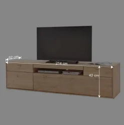 Wohnen Teilmassive TV Anbauwand in Eiche - Vernella (vierteilig)