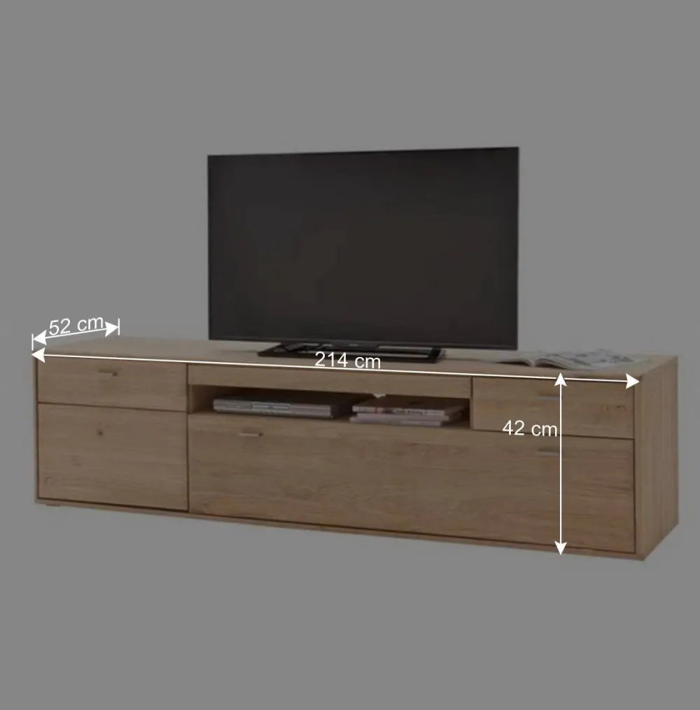 Wohnen Teilmassive TV Anbauwand in Eiche - Vernella (vierteilig)