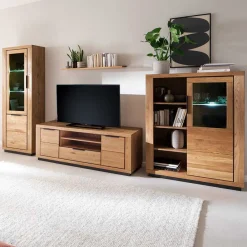 Wohnen Teilmassive TV Wohnwand - Möbelset - Vlacoma (vierteilig)