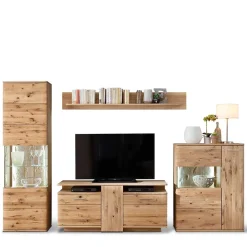 Wohnen Teilmassive Wohnkombination in Eiche - Crokas (vierteilig)