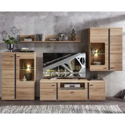 Wohnen Wohnwände|Wohnwand*Teilmassive Wohnwand Set - Mattadore (vierteilig)