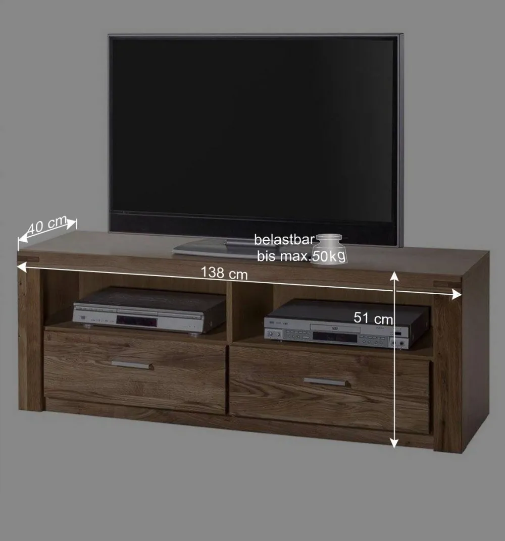 Wohnen Teilmassive Wohnzimmermöbel aus Wildeiche - Maila (vierteilig)