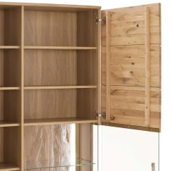 Wohnen Vitrinen|Wohnzimmer-Vitrinen*Teilmassive Wohnzimmervitrine in Eiche - Crokas