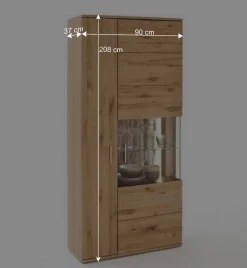Wohnen Vitrinen|Wohnzimmer-Vitrinen*Teilmassive Wohnzimmervitrine in Eiche - Crokas