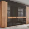 Wohnen Braune Möbel|Kleiderschränke*Teilmassiver Schrank mit sieben Türen - Hung