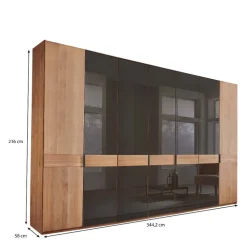 Wohnen Braune Möbel|Kleiderschränke*Teilmassiver Schrank mit sieben Türen - Hung