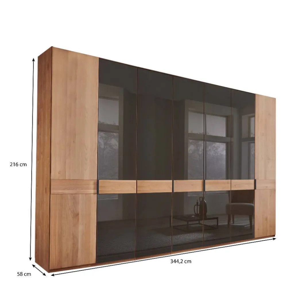 Wohnen Braune Möbel|Kleiderschränke*Teilmassiver Schrank mit sieben Türen - Hung