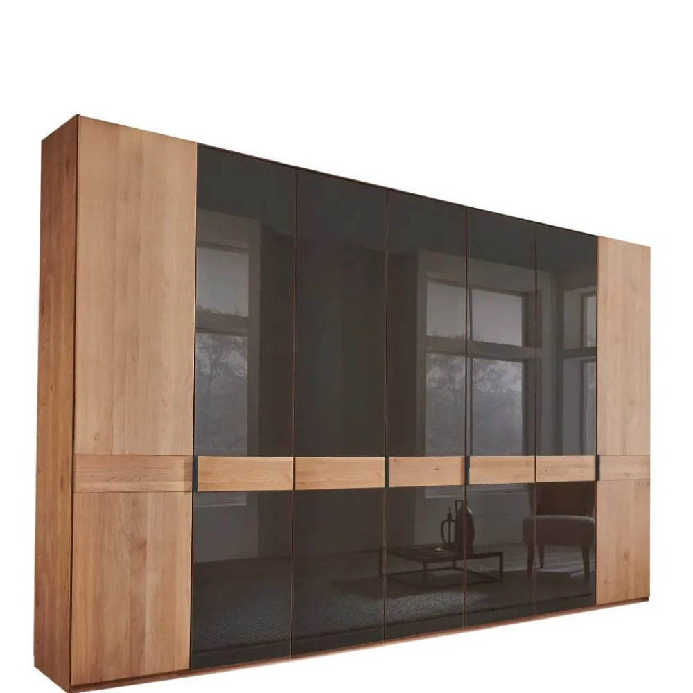 Wohnen Braune Möbel|Kleiderschränke*Teilmassiver Schrank mit sieben Türen - Hung