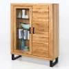 Wohnen Vitrinen|Wohnzimmer-Vitrinen*Teilmassives Highboard einseitig Glas - Arello