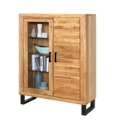 Wohnen Vitrinen|Wohnzimmer-Vitrinen*Teilmassives Highboard einseitig Glas - Arello