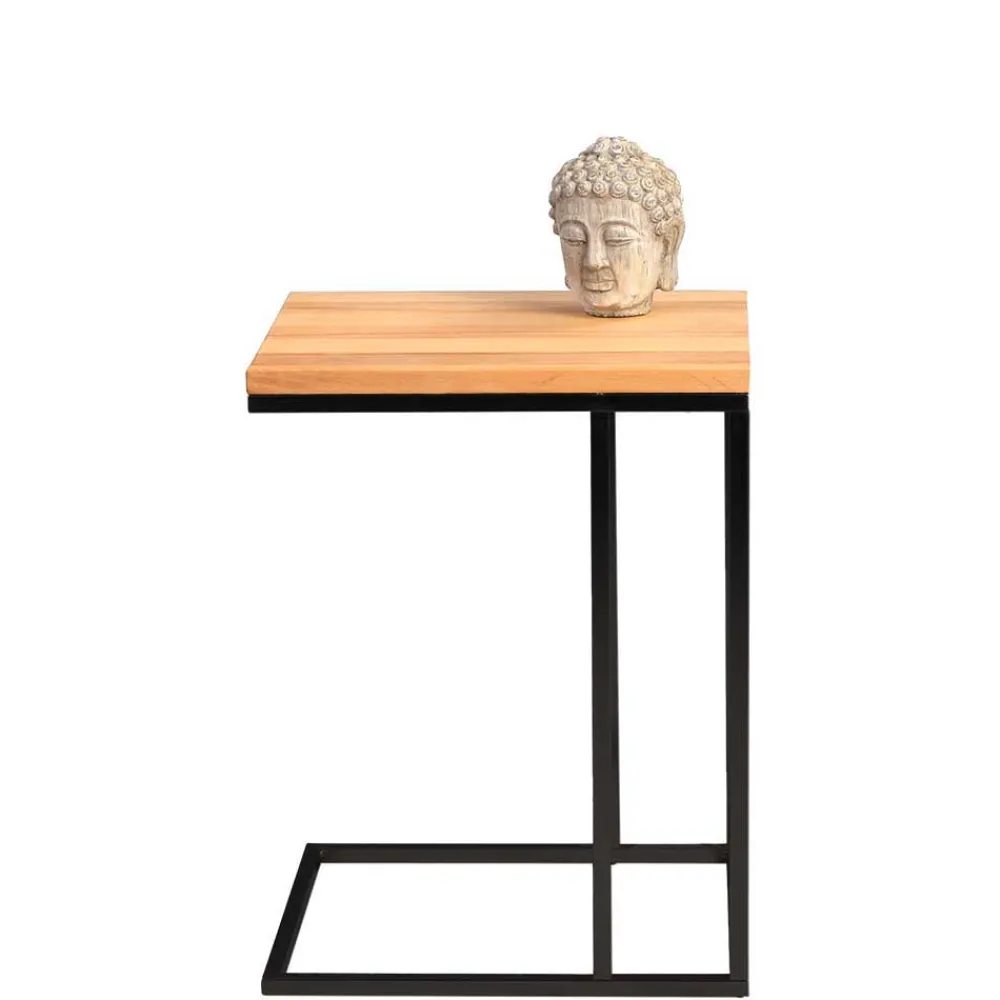 Wohnen Telefontisch mit Holzplatte Kernbuche Lowes & Metallgestell Schwarz