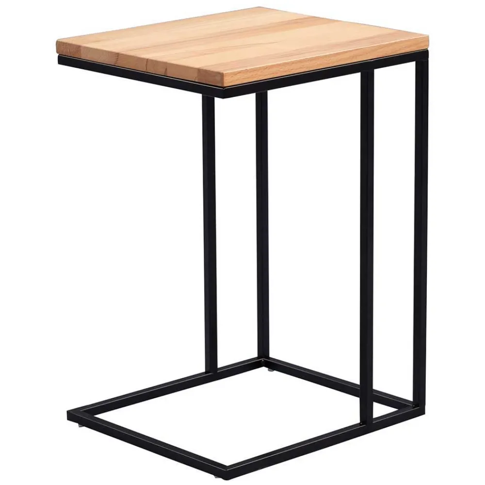 Wohnen Telefontisch mit Holzplatte Kernbuche Lowes & Metallgestell Schwarz