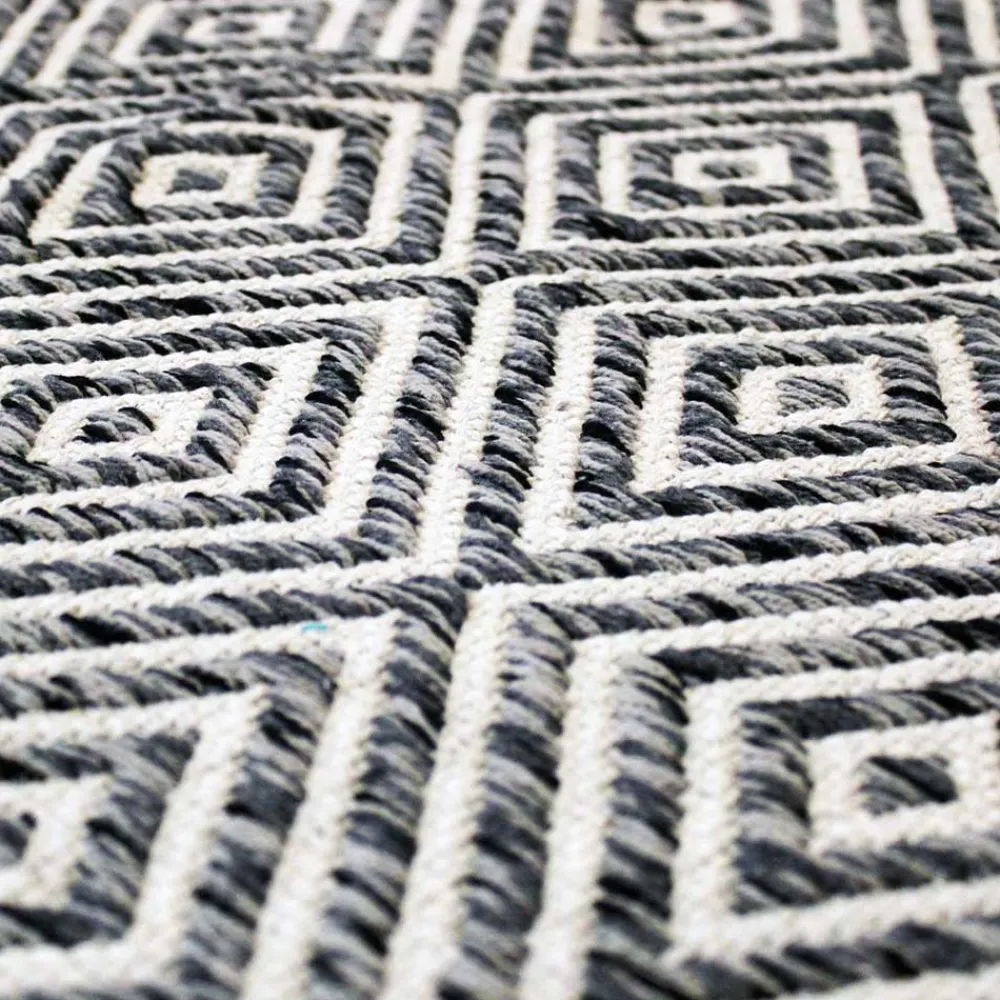 Wohnen Teppiche*Teppich aus Baumwolle in Grau und Creme - Malinsa