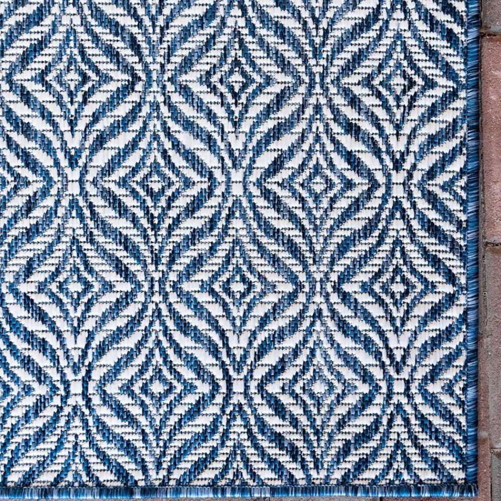 Wohnen Teppiche*Teppich für Draußen in Dunkelblau und Creme - Argyrio