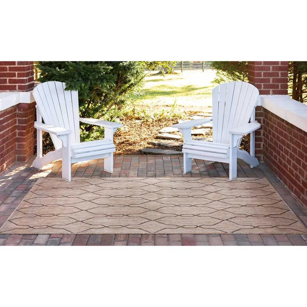 Wohnen Teppich für Terrasse und Garten in Hellbraun & Grau - Flurina