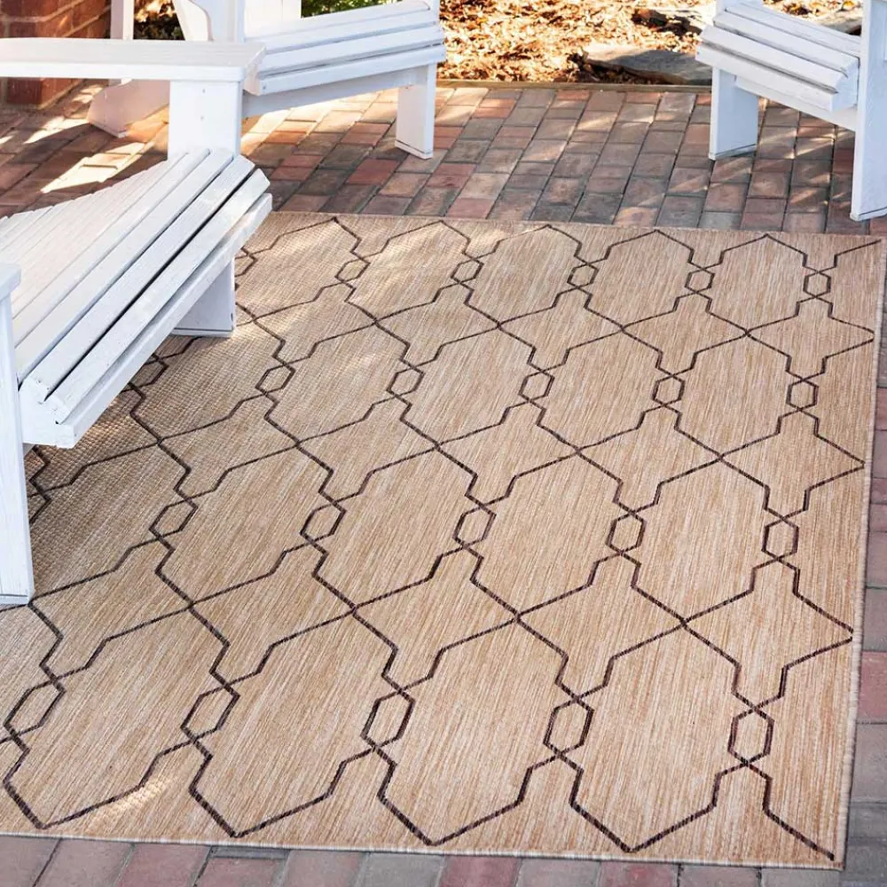 Wohnen Teppich für Terrasse und Garten in Hellbraun & Grau - Flurina