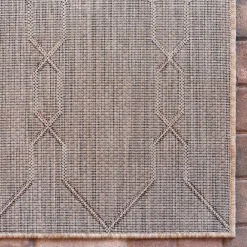 Wohnen Teppich für Terrasse und Garten in Hellbraun & Grau - Flurina