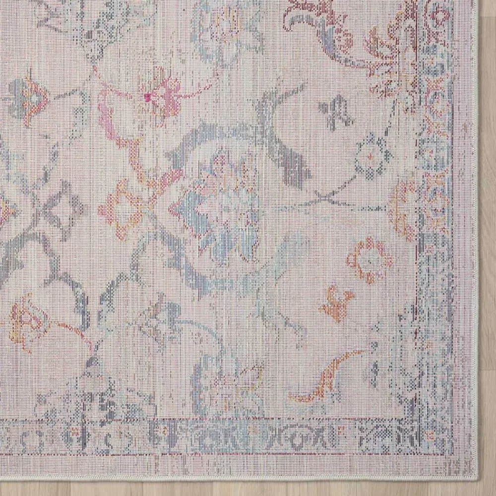 Wohnen Boho Style Möbel*Teppich in Creme mit buntem Floral-Muster - Genyna