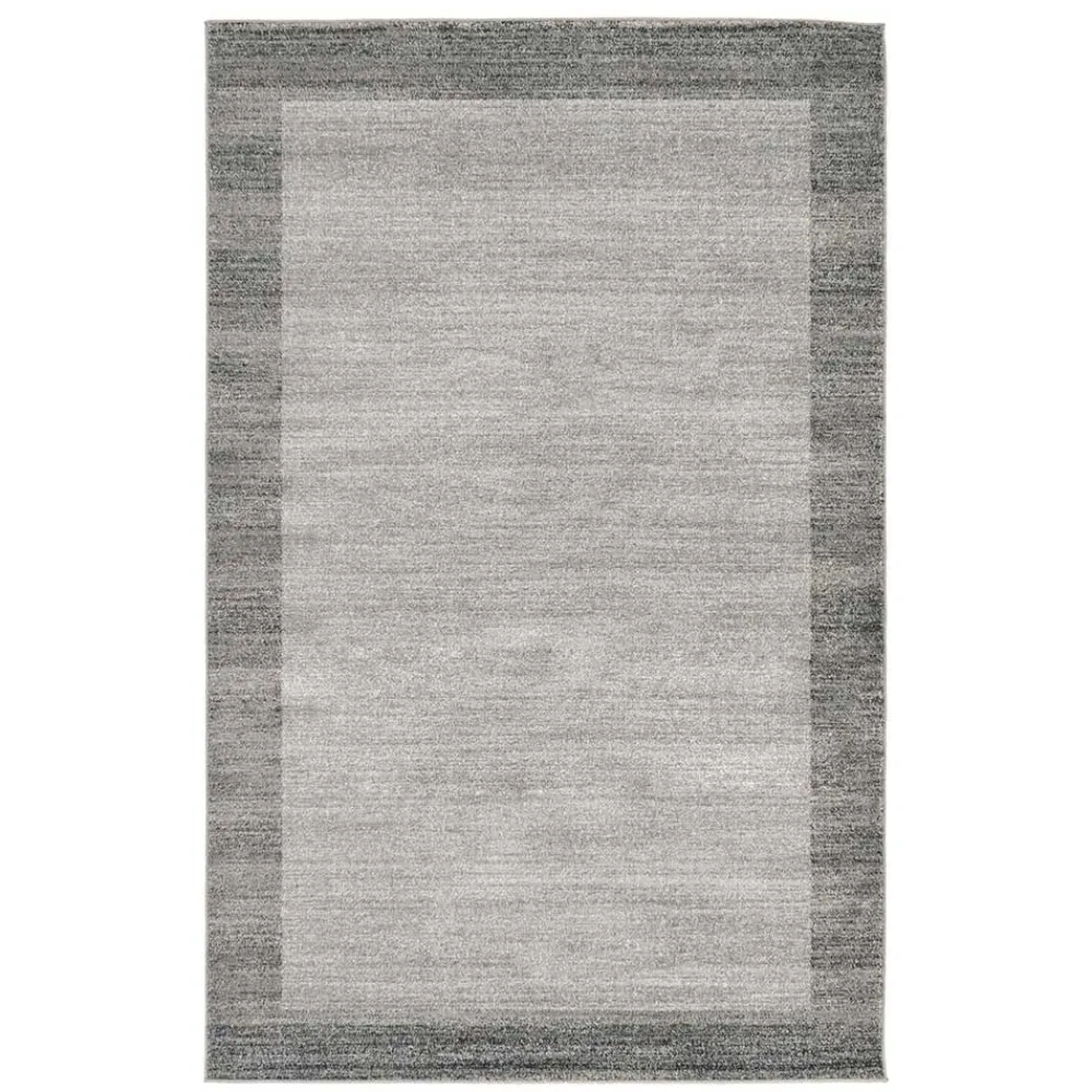 Wohnen Teppich in Hellgrau mit dunkelgrauem Rand - Armina