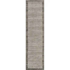 Wohnen Teppich in Hellgrau mit dunkelgrauem Rand - Armina