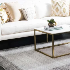 Wohnen Teppich in Hellgrau mit dunkelgrauem Rand - Armina