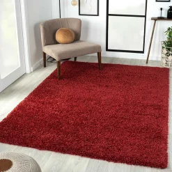 Wohnen Teppiche*Teppich Läufer in Dunkelrot Hochflor - Carina
