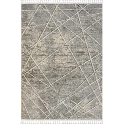 Wohnen Teppich mit Fransen in Beige & Grau - Fulivia