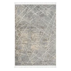 Wohnen Teppich mit Fransen in Beige & Grau - Fulivia