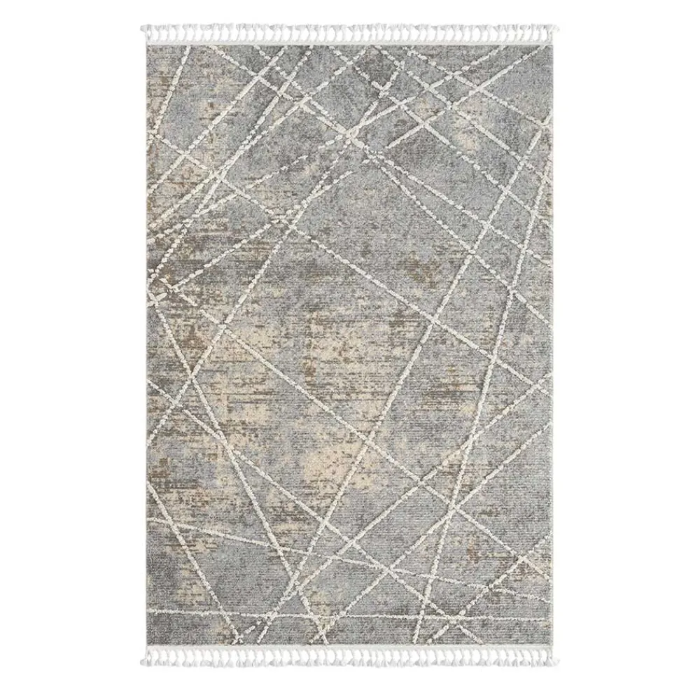 Wohnen Teppich mit Fransen in Beige & Grau - Fulivia