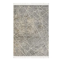 Wohnen Teppich mit Fransen in Beige & Grau - Fulivia