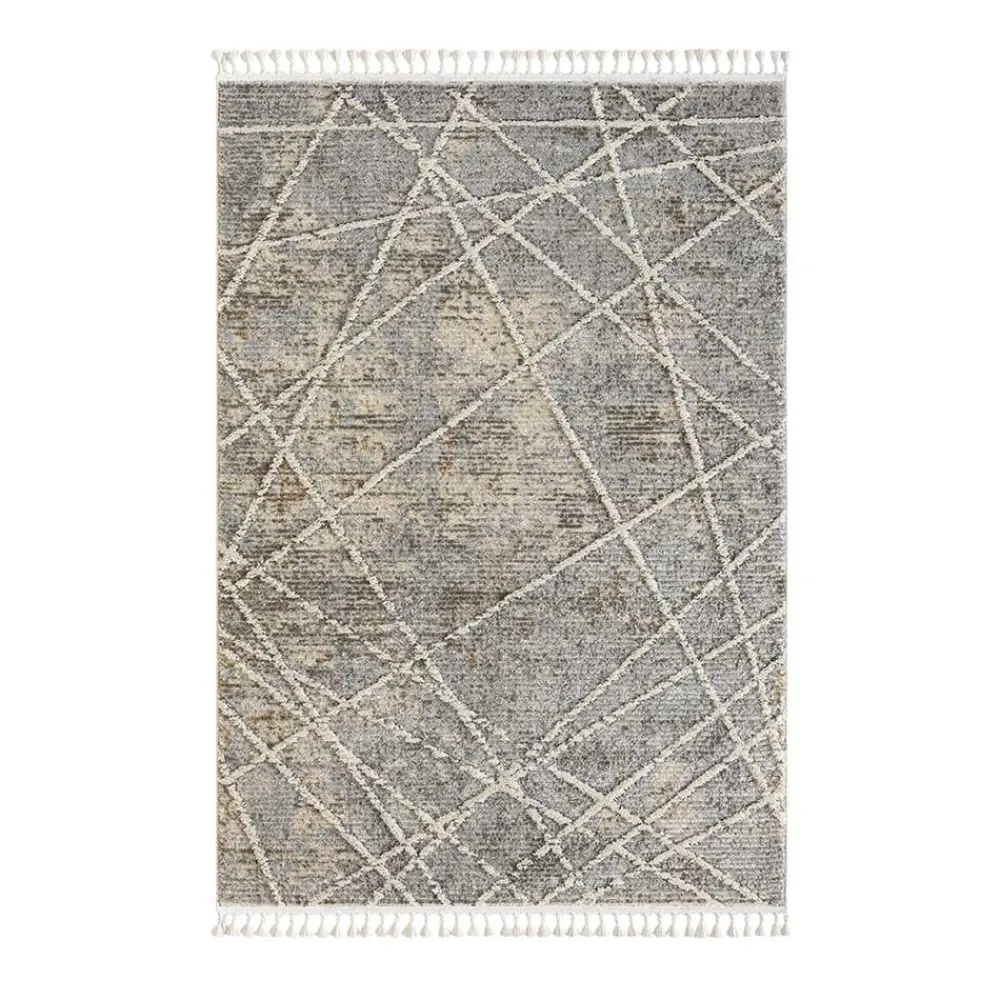 Wohnen Teppich mit Fransen in Beige & Grau - Fulivia