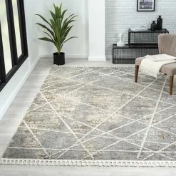 Wohnen Teppich mit Fransen in Beige & Grau - Fulivia