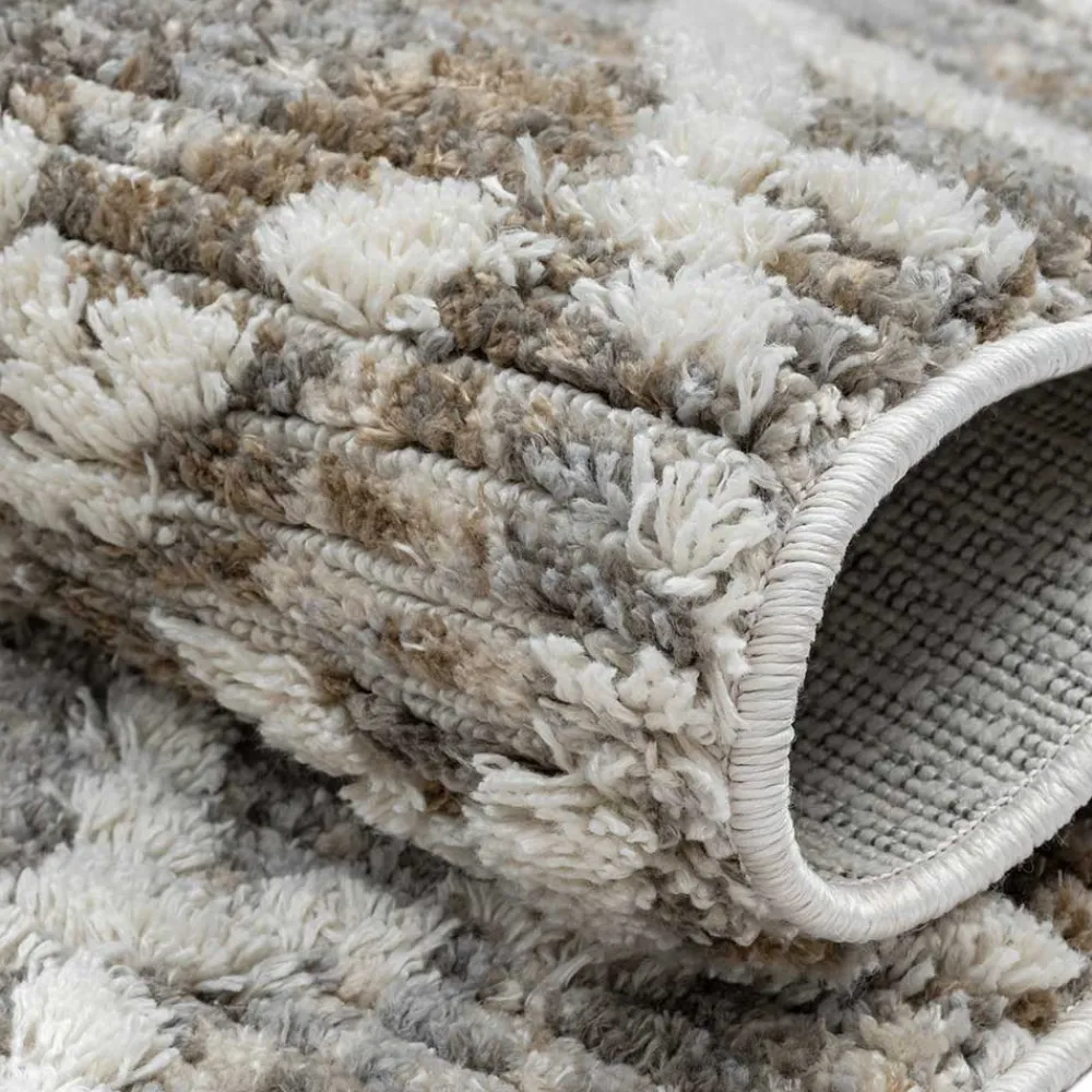 Wohnen Teppich mit Fransen in Beige & Grau - Fulivia