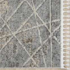 Wohnen Teppich mit Fransen in Beige & Grau - Fulivia