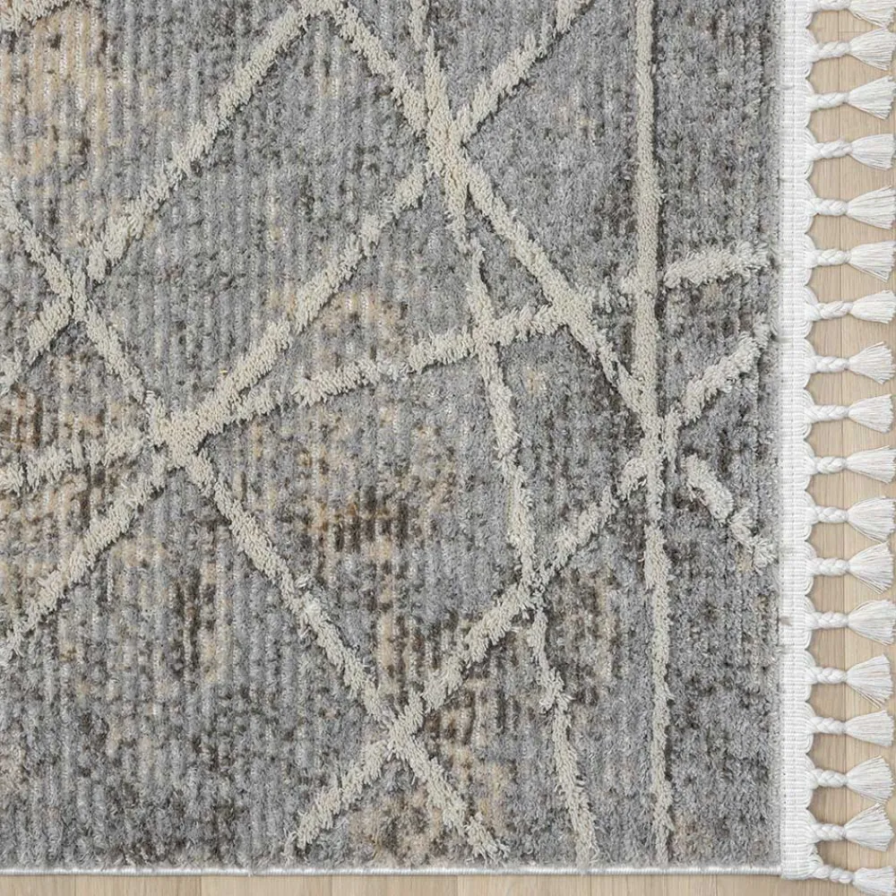 Wohnen Teppich mit Fransen in Beige & Grau - Fulivia