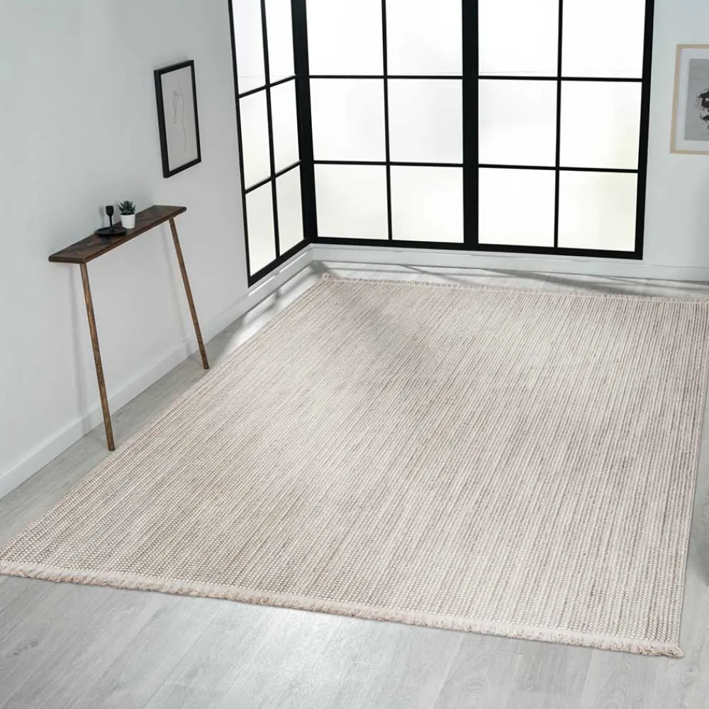 Wohnen Teppich mit Fransen in Weiß und Hellgrau - Vergil