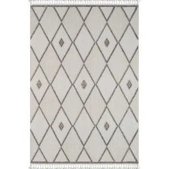 Wohnen Teppiche*Teppich mit Rauten Muster in Beige und Weiß - Nikolan