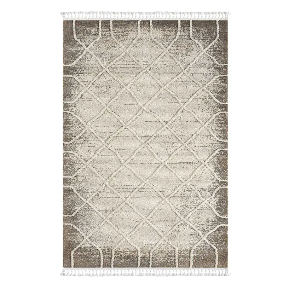 Wohnen Skandinavische Möbel*Teppich mit Rautenmuster in Weiß & Hellgrau - Freshna