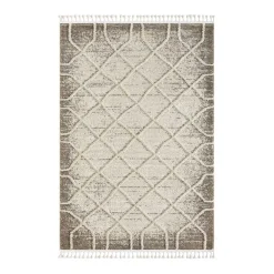 Wohnen Skandinavische Möbel*Teppich mit Rautenmuster in Weiß & Hellgrau - Freshna