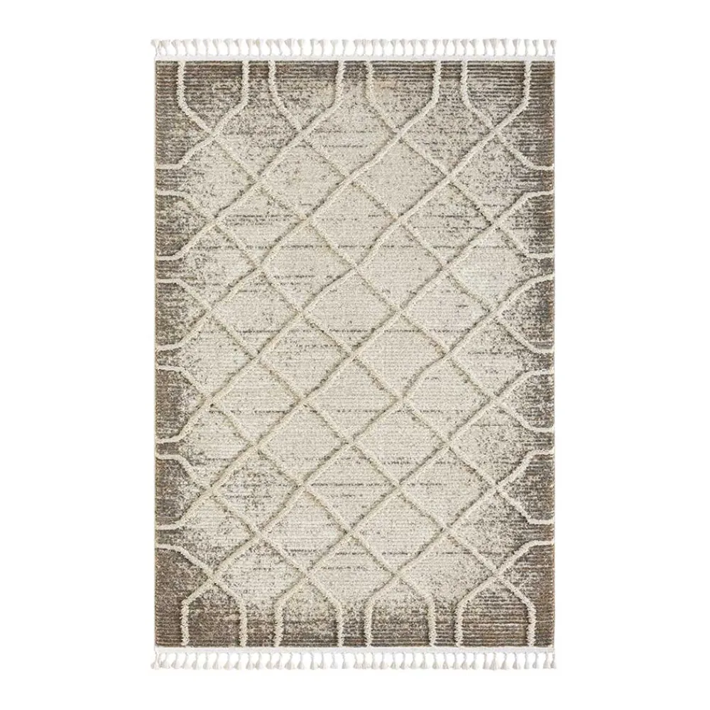 Wohnen Skandinavische Möbel*Teppich mit Rautenmuster in Weiß & Hellgrau - Freshna