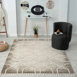 Wohnen Skandinavische Möbel*Teppich mit Rautenmuster in Weiß & Hellgrau - Freshna