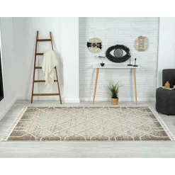 Wohnen Skandinavische Möbel*Teppich mit Rautenmuster in Weiß & Hellgrau - Freshna