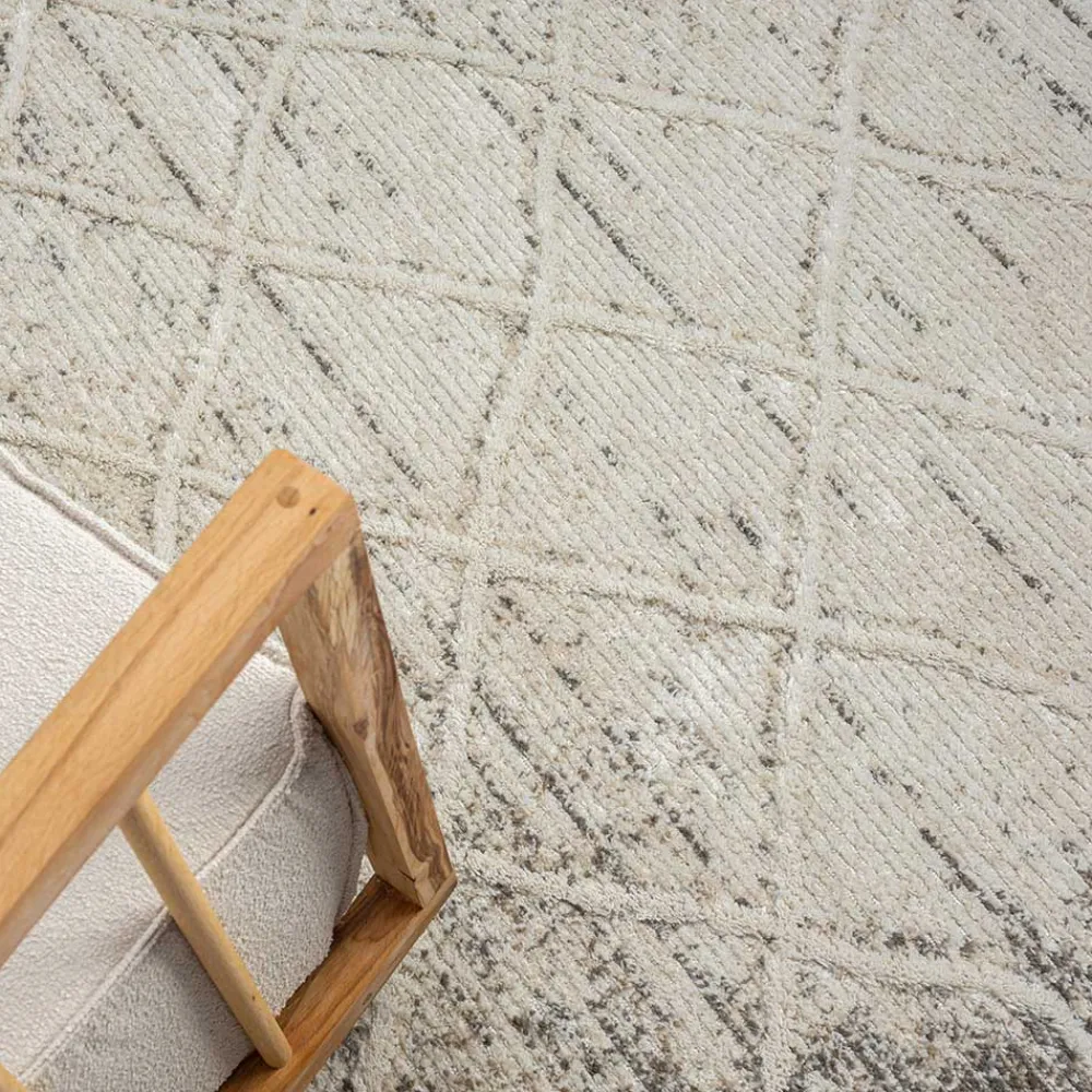 Wohnen Skandinavische Möbel*Teppich mit Rautenmuster in Weiß & Hellgrau - Freshna