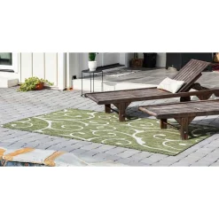 Wohnen Teppiche*Terrassen Teppich in Oliv Grün und Cremeweiß - Duran