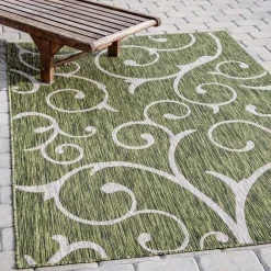 Wohnen Teppiche*Terrassen Teppich in Oliv Grün und Cremeweiß - Duran